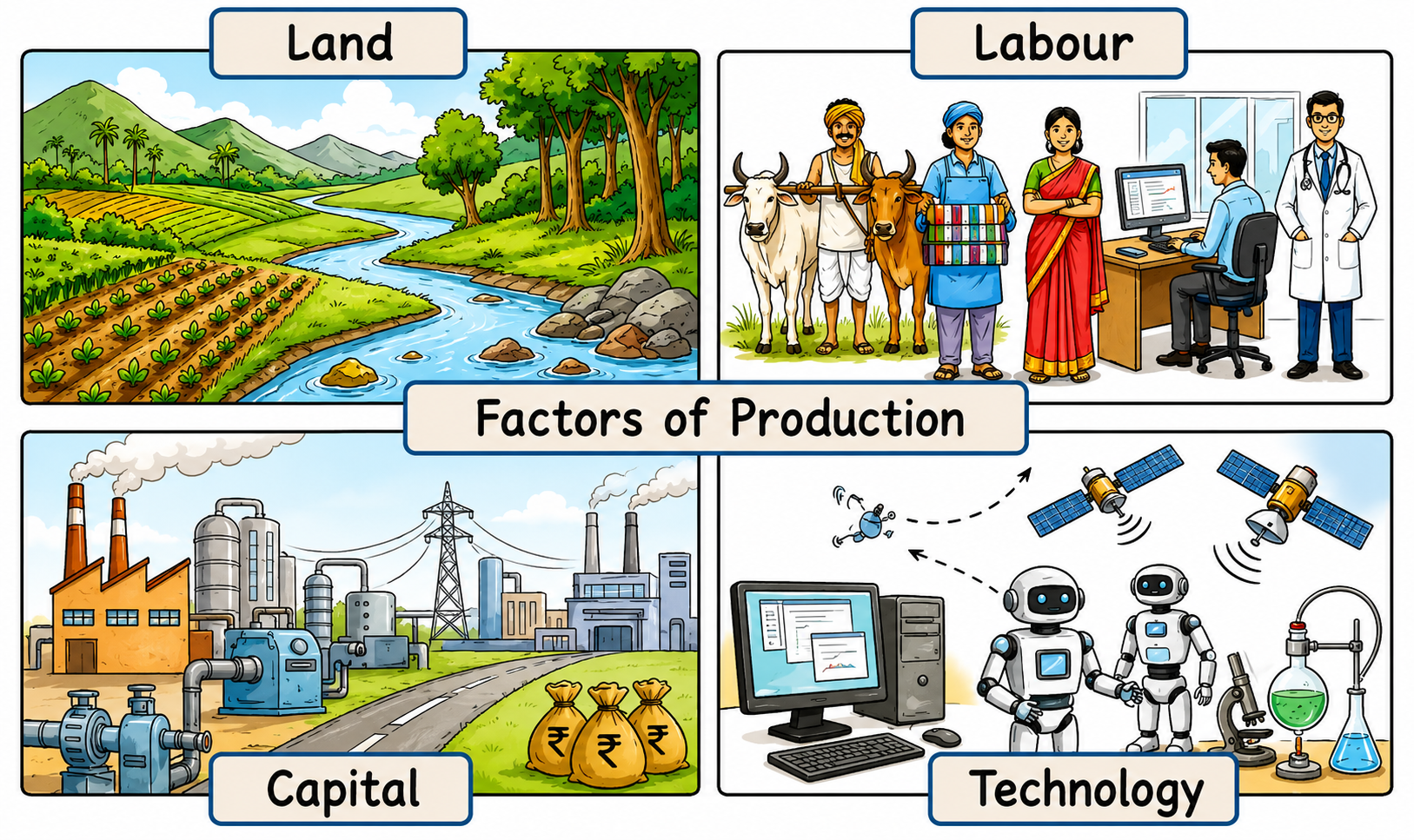 Factors of Production (Land, Labour, Capital, Tech)